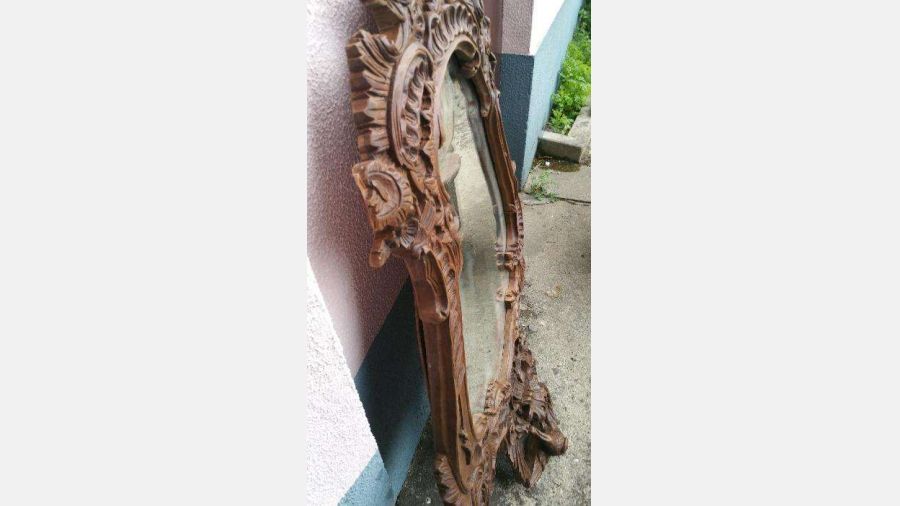 Old Carved Wood Mirror